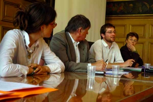 Asja Hadzismajlovic, Nikola Petrovic Njegos, Thomas Claus et Jacqueline Dérens durant l'assemblée générale