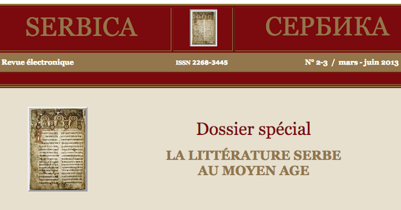 Serbica N°2-3 : la littérature serbe au Moyen Age