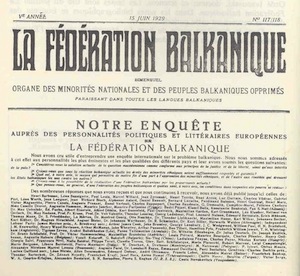La Fédération balkanique, période édité à Vienne (1929)