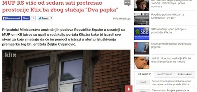 Bosnie-Herzégovine : la police s&rsquo;attaque aux libertés de la presse