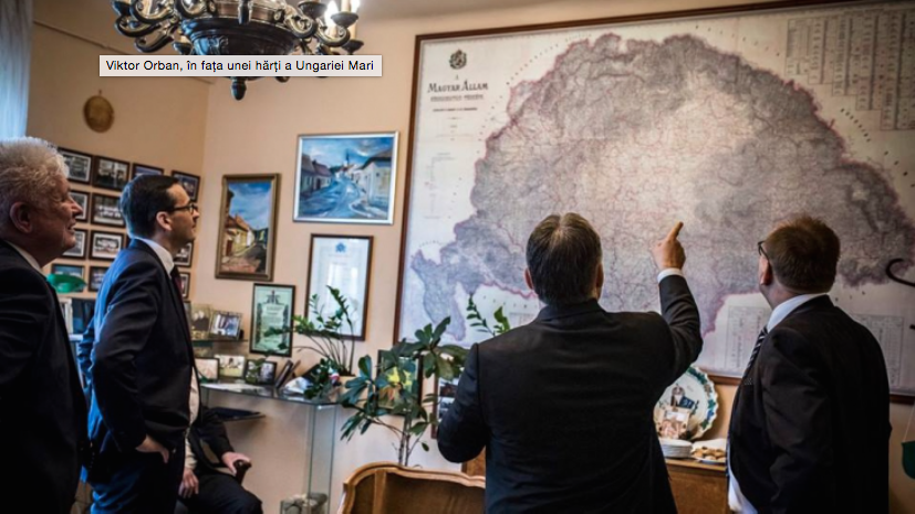 Victor Orban, avec son homologue polonais, devant la carte de la Grande Hongrie Victor Orban, avec son homologue polonais, devant la carte de la Grande Hongrie