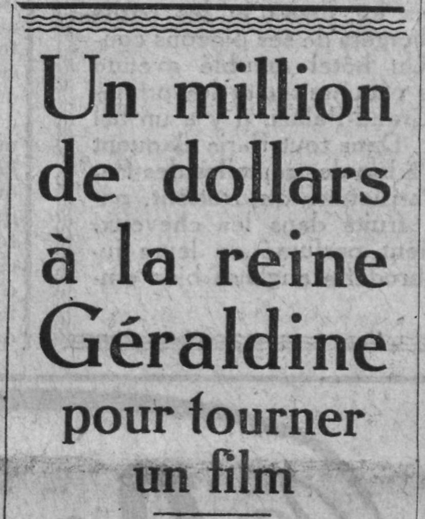 BLOG • Quand Géraldine, la reine des albanais, refusait un million de dollars pour tourner à Hollywood