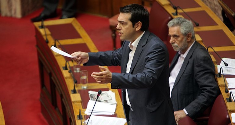 Alexis Tsipras devant le Parlement grec.