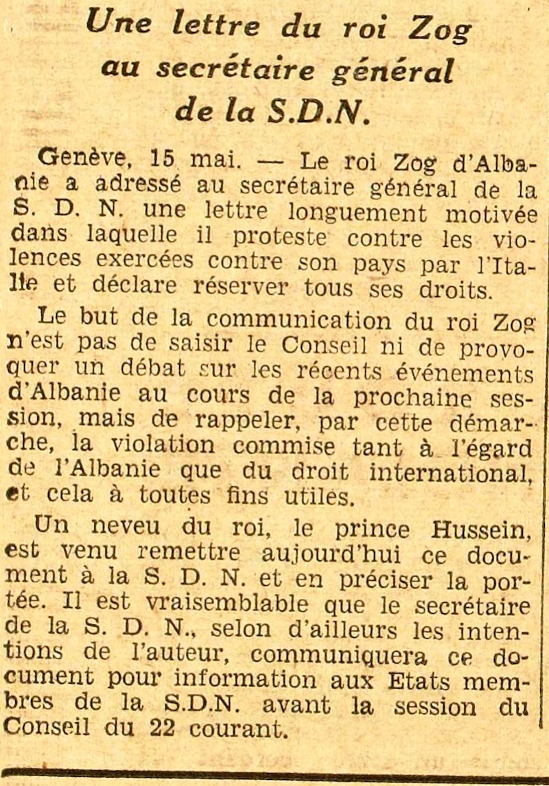 Blog • Quand le roi Zog dénonçait l&rsquo;invasion fasciste de l&rsquo;Albanie