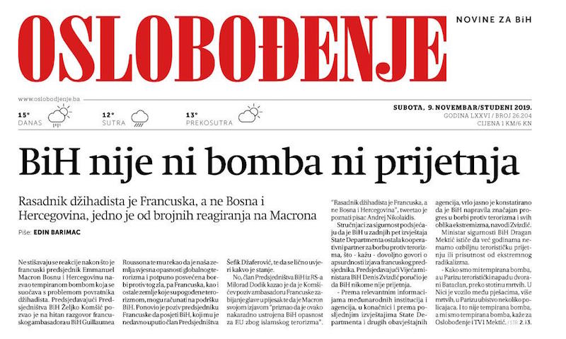 Bosnie-Herzégovine : «Macron, notre pays n&rsquo;est pas une bombe à retardement»