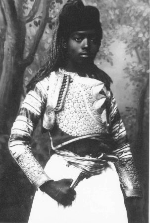 Moorish boy clad in fustanella, Scutari, end XIXth century. Photo Marubi. Shkodra, end of the XIXth century