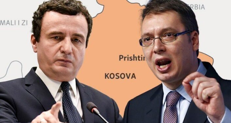 Le Premier ministre kosovar Albin Kurti et le président serbe Aleksandar Vučić.