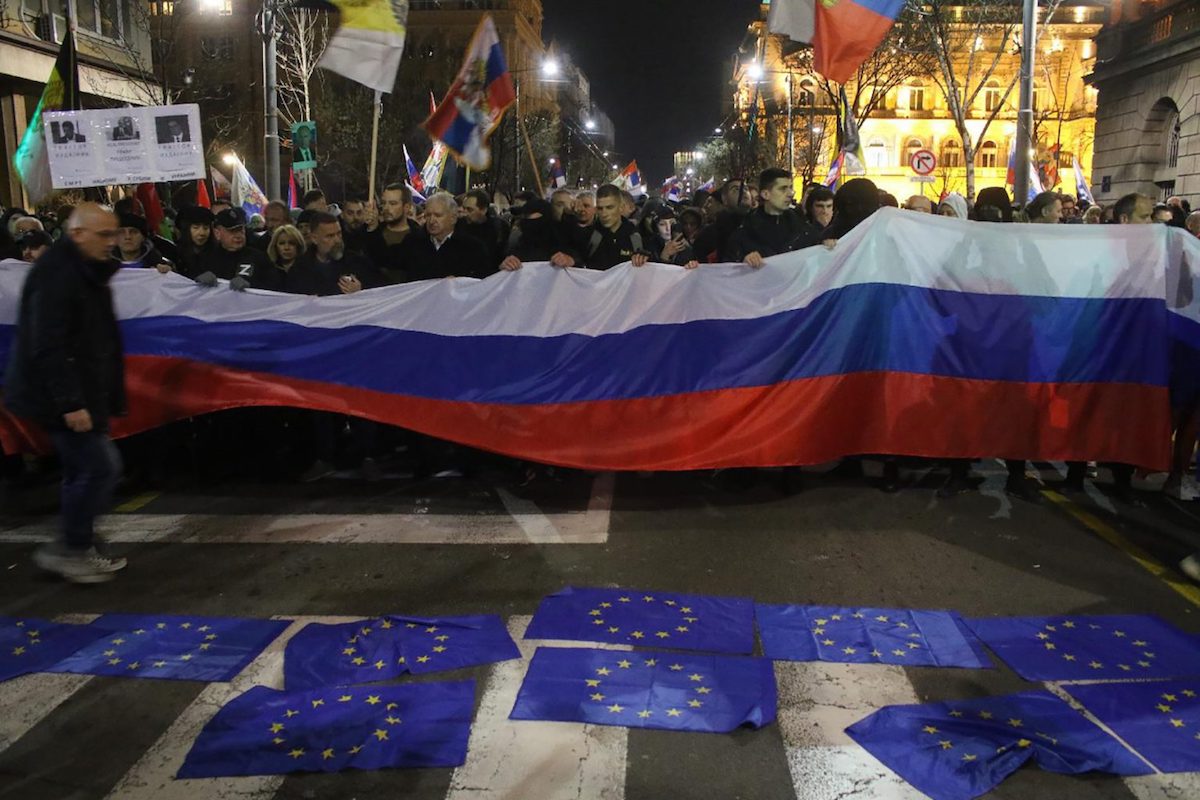 Manifestation de soutien à la Russie, Belgrade, 4 mars 2022