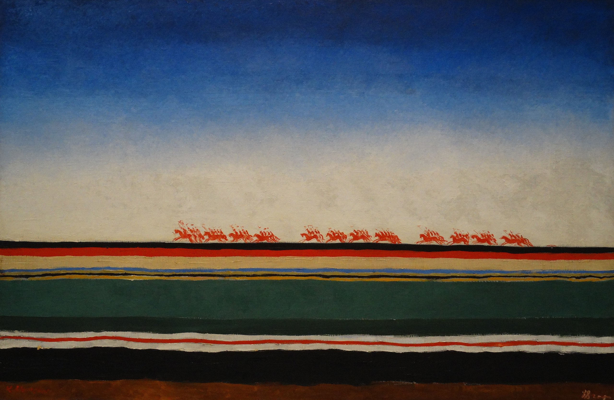 Kasimir Malevitch, La Charge de la cavalerie rouge, 1932, huile sur toile, 91 x 140 cm., Musée russe, Saint-Pétersbourg
