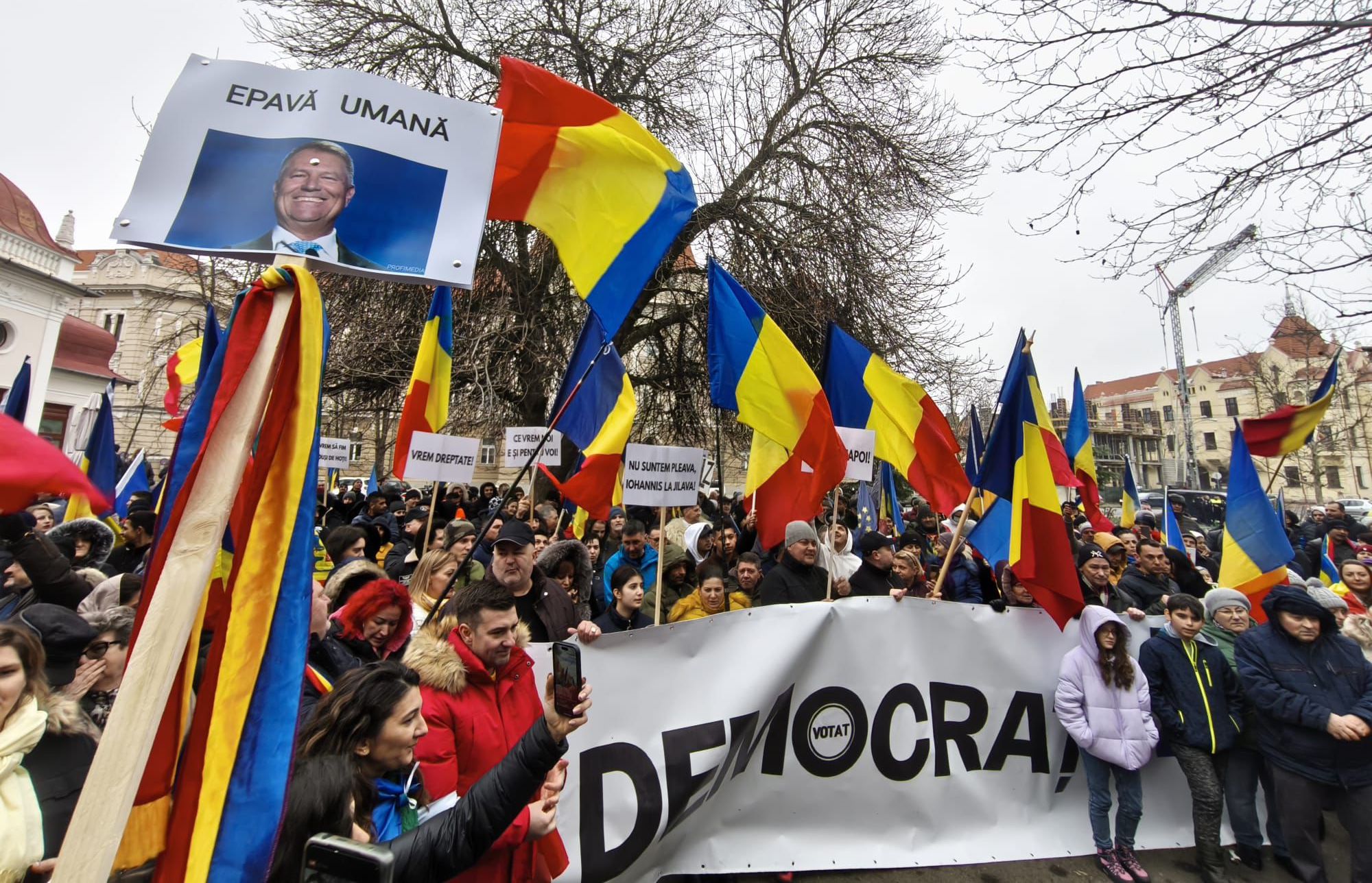 Manifestation organisée par le parti d'extrême-droite AUR le 18 janvier à Bucarest.
