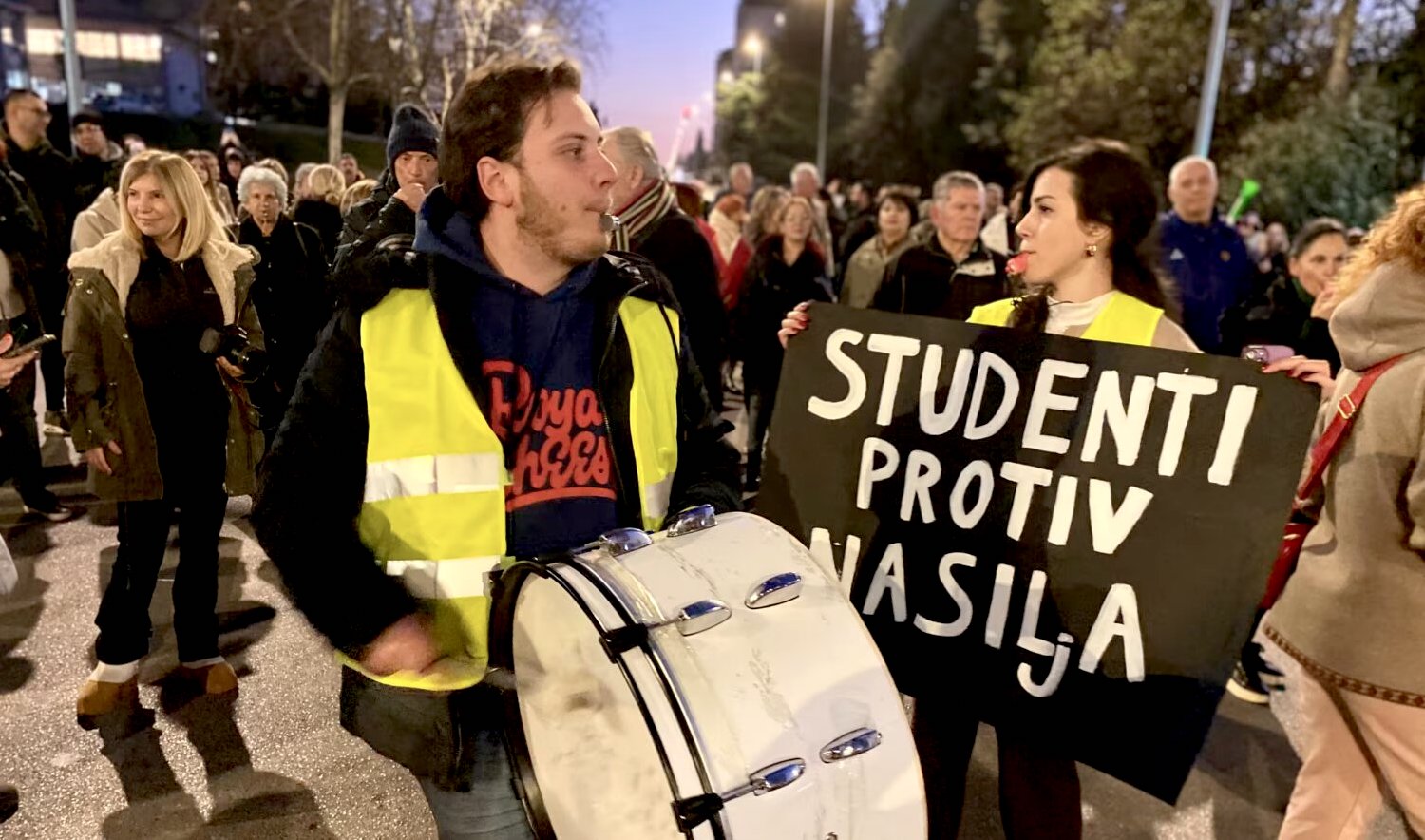« Les étudiants contre la violence ». Manifestation à Podgorica le 6 février.