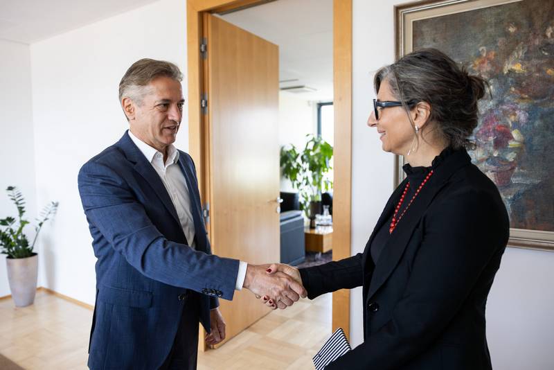 Robert Golob et Francesca Albanese, le 9 juillet à Ljubljana.