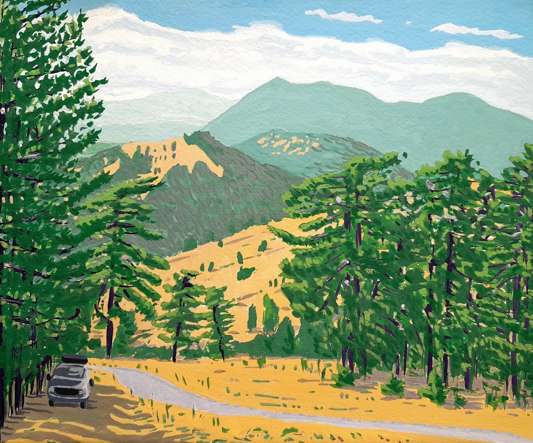 Dans les montagnes de Zlatibor. Gouache, août 2025